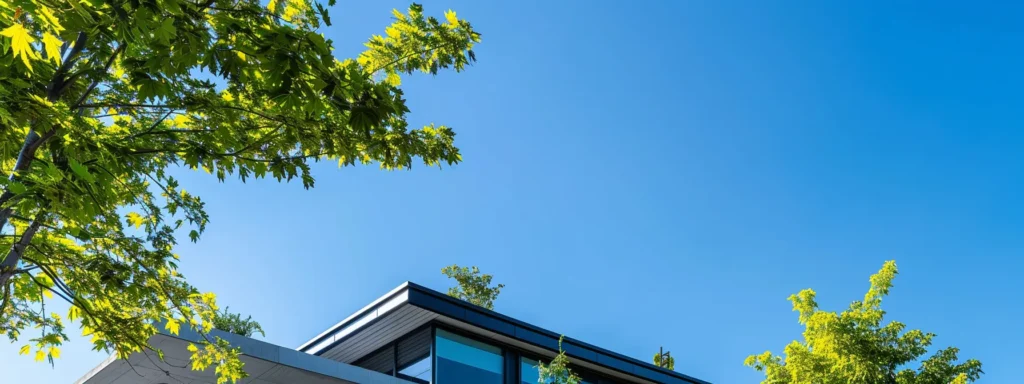 a stunning custom-built home in toronto stands proudly against a clear blue sky, showcasing elegant architectural details and vibrant landscaping, evoking a sense of comfort and lasting quality that reflects the homeowners' satisfaction post-construction.